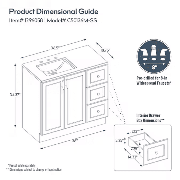 Davies 36-In White Single Sink Bathroom Vanity with White Cultured Marble Top (Mirror Included) - Image 15