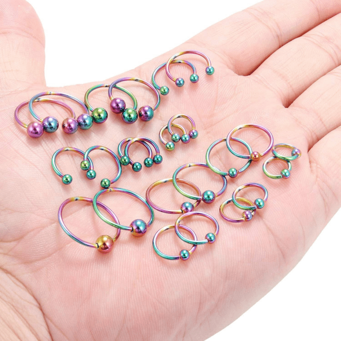 16-24PCS 16G Surgical Steel Horseshoe & Captive Bead Nose Hoop Septum Earring Eyebrow Tongue Lip Nipple Helix Tragus Piercing Jewelry Rings 6-16Mm - Image 3