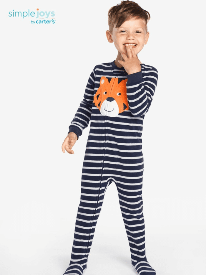 Toddlers and Baby Boys' Loose-Fit Flame Resistant Fleece Footed Pajamas, Pack of 3 - Image 4