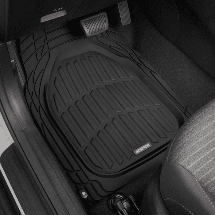 Flextough Floor Mats for Cars, Deep Dish All-Weather Mats, Waterproof Trim-To Fit Automotive Floor Mats for Cars Trucks SUV, Universal Floor Liner Car Accessories, Black, Full Set - Image 2