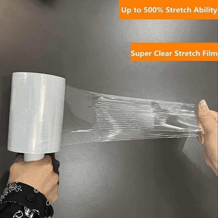 4-Pack Industrial Mini Clear Stretch Wrap Film 80 Gauge 5.1" 1000Ft for Pallet Wrap, Durable Self-Adhering Packing, Moving, Packaging, Heavy Duty Shrink Film - Image 2