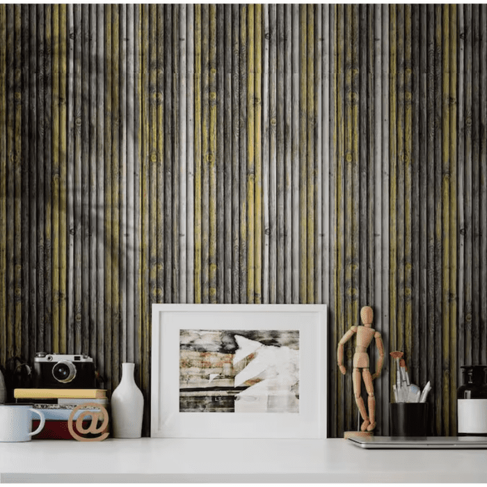 28-In X 28-In Embossed Charcoal, Beige, Yellow Polyurethane Wall Panel - Image 2