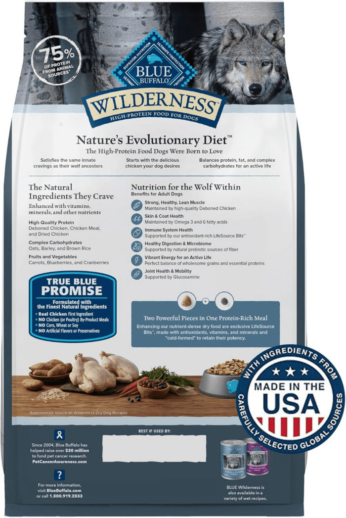 Wilderness Natural High-Protein Dry Food for Adult Dogs, Chicken Recipe, 28-Lb. Bag - Image 2