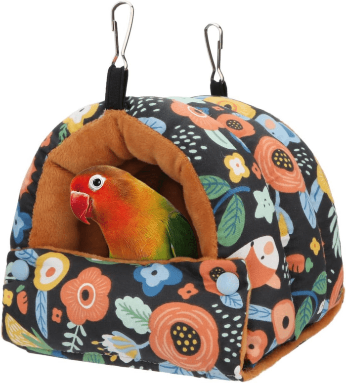 Bird Nest House Winter Warm Snuggle Hut Bird Bed Hanging Hammock for Parrots Budgies Parakeets Caique Senegal Cockatiels Conures (Small, Black)