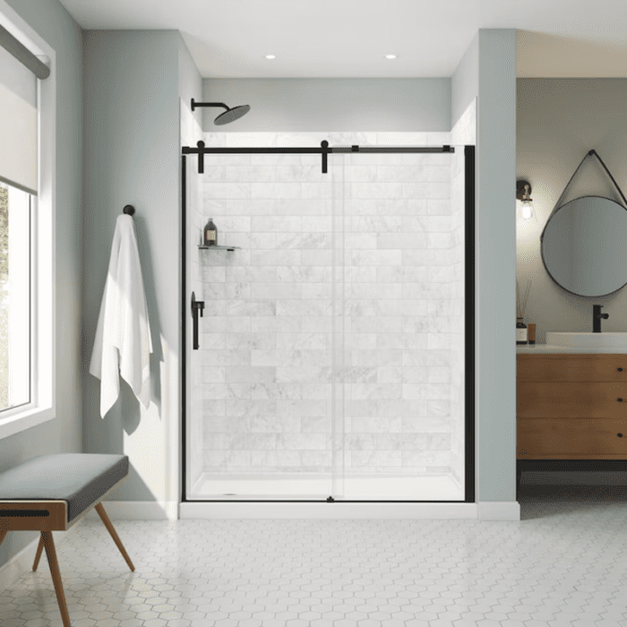 Outback Matte Black 55-1/4-In to 58-1/2-In W X 70.5-In H Semi-Frameless Bypass Sliding Shower Door - Image 7