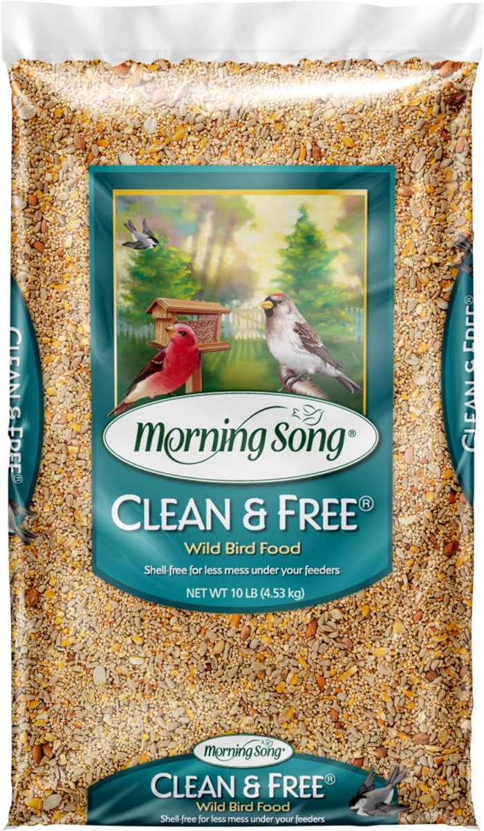 Clean & Free Shell Free Wild Bird Food, Premium No Mess Bird Seed for outside Feeders, 10-Pound Bag