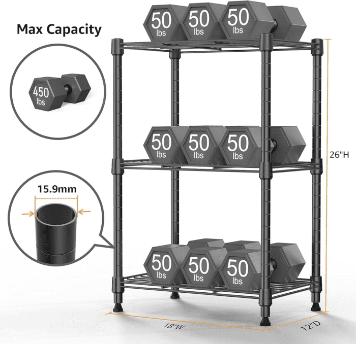 MZG 450 Lbs Steel Storage Shelving 3-Tier Utility Shelving Unit Steel Organizer Wire Rack for Home,Kitchen,Office (11.8" D X 17.7" W X 26.3" H) - Image 2