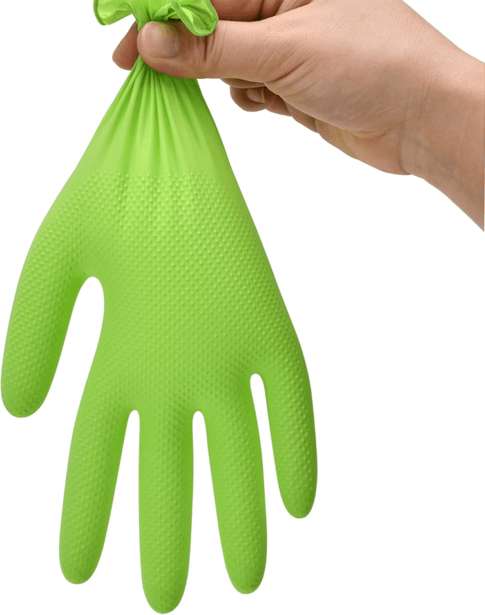 Thor Grip Heavy Duty Green Industrial Nitrile Gloves with Raised Diamond Texture, 8-Mil, Latex Free, Powder Free - Image 7