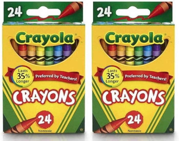 24 Count Box of Crayons Non-Toxic Color Coloring School Supplies (2 Packs)