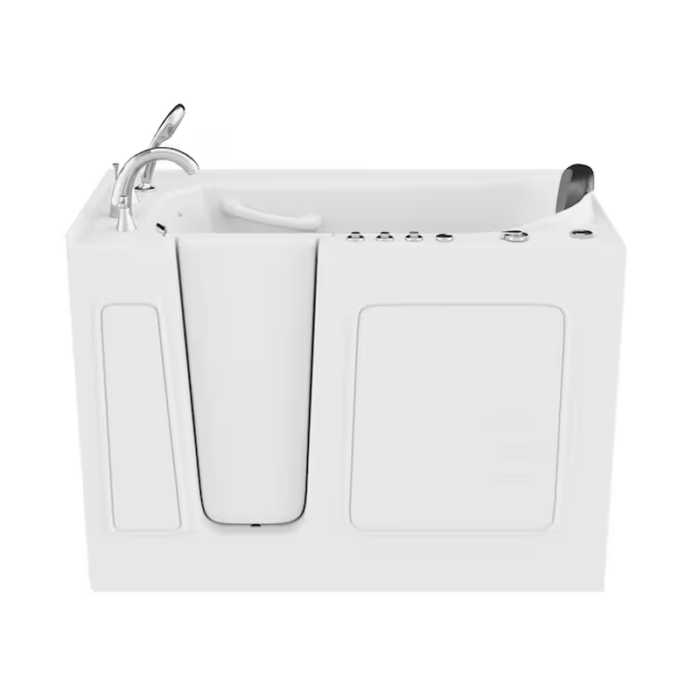 LS Series 26.375-In X 52.75-In White Gel-Coated Fiberglass Walk-In Whirlpool and Air Bath Combination Tub with Faucet, Hand Shower and Drain (Left Drain) - Image 13