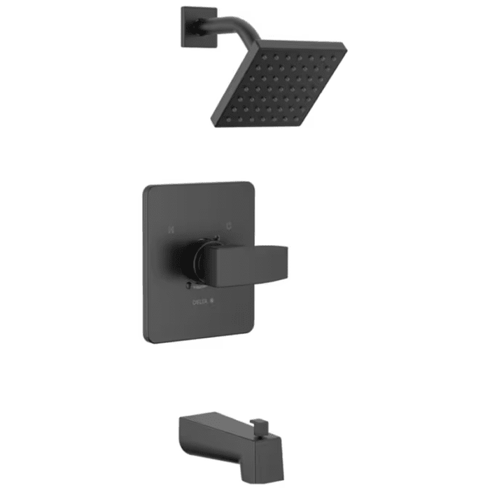 Modern Matte Black 1-Handle Single Function 5-In Square Bathtub and Shower Faucet