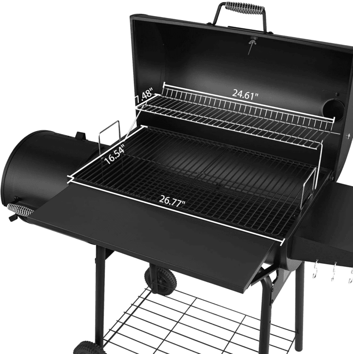 CC1830S 30" BBQ Charcoal Grill and Offset Smoker | 811 Square Inch Cooking Surface, Outdoor for Camping | Black - Image 4