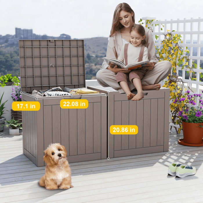 31 Gallon Waterproof Outdoor Storage Box,Resin Deck Box,Lockable outside Storage Box Container for Patio Furniure,Garden,Pool Tools (31 Gallon,Light Brown) - Image 6