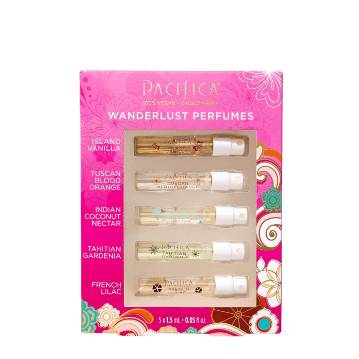 Beauty, Wanderlust Spray Perfume Trial Set, Island Vanilla, 5 Scents, Fragrance Sampler Gift Set, Natural & Essential Oils, Clean, Vegan & Cruelty Free