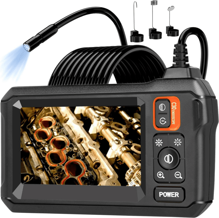 Borescope, Endoscope Camera with Light, IP67 Waterproof Endoscope, 1080P HD Inspection Camera, Borescope Camera with Light, Snake Camera, 16.5Ft Endoscope Camera, Gadgets for Men (4.3”)