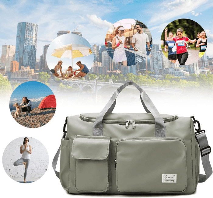 Sports Gym Bag with Shoes Compartment Travel Duffel Bag with Dry Wet Separated Pocket for Men and Women, Overnight Bag Weekender Bag Training Handbag Yoga Bag - Dark Gray - Image 7