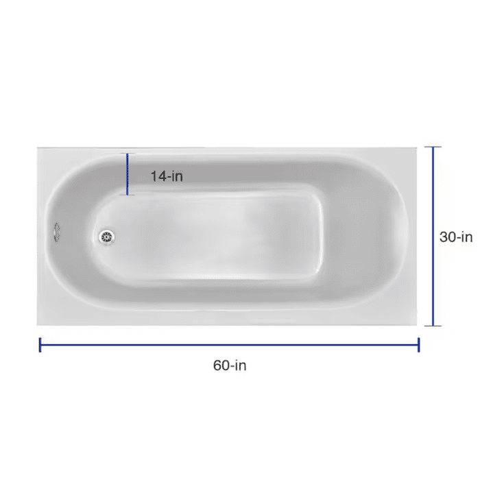 Princeton 30-In X 60-In White Porcelain Enameled Steel Alcove Soaking Bathtub (Left Drain) - Image 3