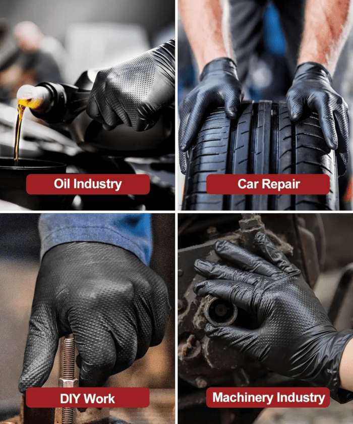 8 Mil Heavy Duty Disposable Nitrile Gloves with Diamond Texture Grip Rubber Gloves Latex & Powder Free - Image 5