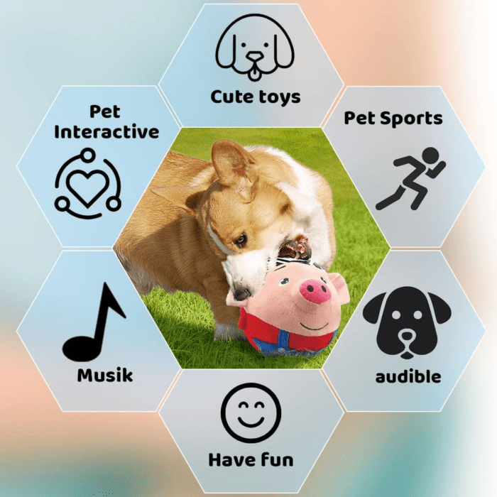 Active Moving Pet Plush Toy, 2024 New Interactive Dog Toy for Boredom Squeaky Dog Toys for Small Dogs Moving Dog Ball Toy, Pig Plush Sound Electronic Dog Toy Rechargeable Pet Bouncing Balls Toy - Image 5