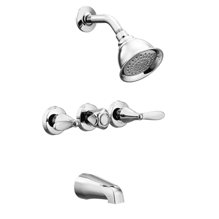 Adler Chrome 3-Handle Single Function 4-In round Bathtub and Shower Faucet Valve Included