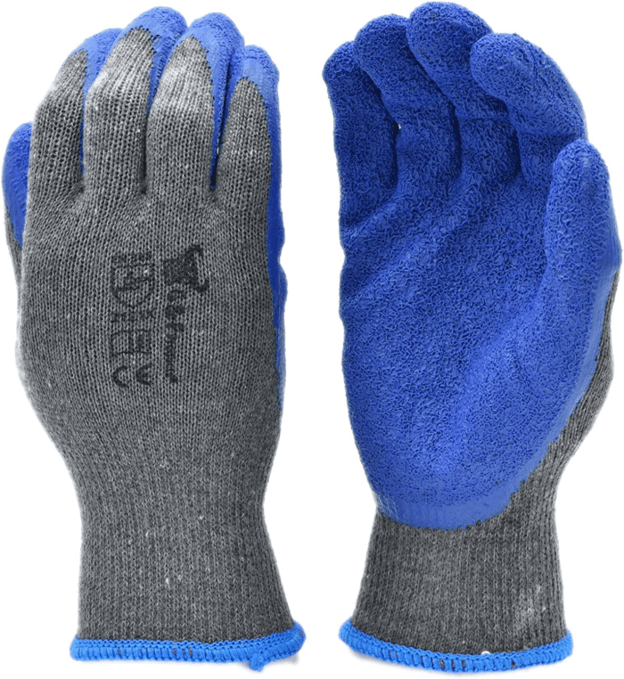 - 3100L-Dz-Parent 12 Pairs Large Rubber Latex Double Coated Work Gloves for Construction, Gardening Gloves, Heavy Duty Cotton Blend Blue