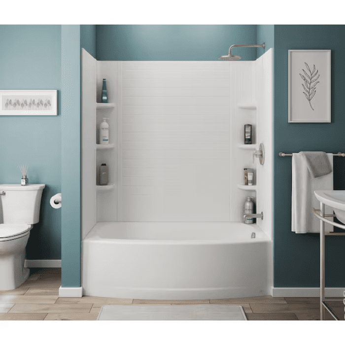 Elevate 60-In X 30-In Arctic White Fiberglass/Plastic Composite Alcove Soaking Bathtub (Right Drain) - Image 4