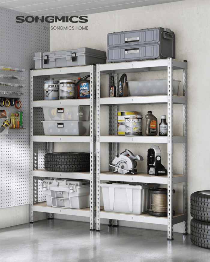 5-Tier Storage Shelves, Set of 2 Garage Storage, Boltless Assembly, Adjustable Shelving Units, 11.8 X 29.5 X 59.1 Inches, Load 1929 Lb Each, Shed Warehouse Basement, Silver UGLR300E02 - Image 2