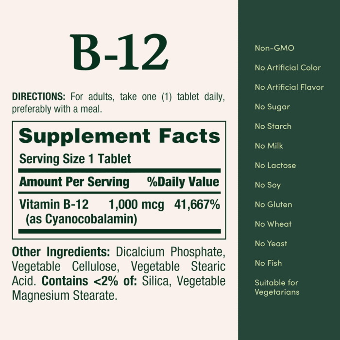 Vitamin B12, Supports Energy Metabolism, Tablets, 1000Mcg, 200 Ct - Image 5