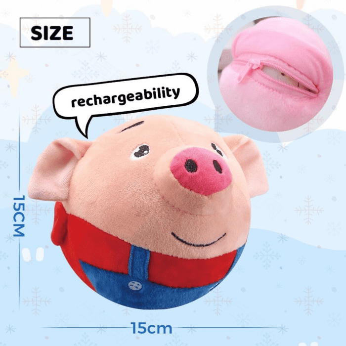 Active Moving Pet Plush Toy, 2024 New Interactive Dog Toy for Boredom Squeaky Dog Toys for Small Dogs Moving Dog Ball Toy, Pig Plush Sound Electronic Dog Toy Rechargeable Pet Bouncing Balls Toy - Image 7