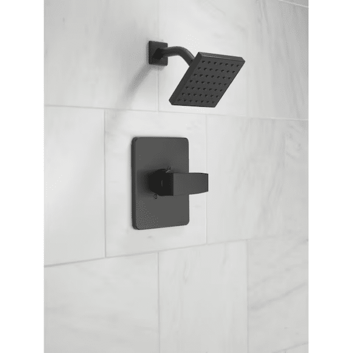 Modern Matte Black 1-Handle Single Function 5-In Square Shower Faucet - Image 6