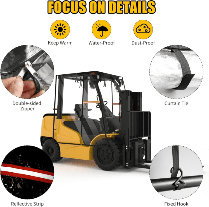 Clear Forklift Cover,Universal 600D Oxford EVA Transparent Sun Rainproof Waterproof Uv-Proof All Weather Fork Lift Truck Cap Accessories for Forklifts Capacity up to 6000 Lbs - Image 4