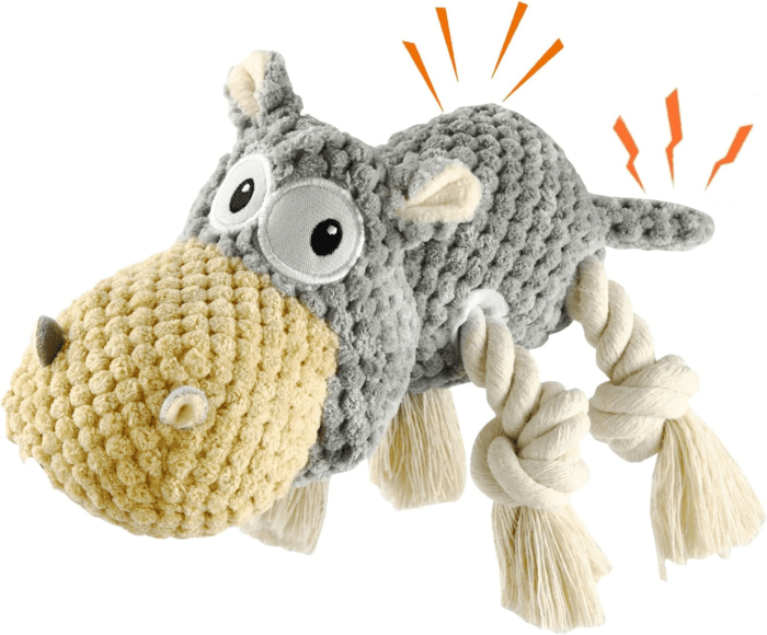 Dog Toys for Aggressive Chewers - Squeaky Dog Toys to Keep Them Busy Dog Toys for Large Dogs (Gray, Medium)