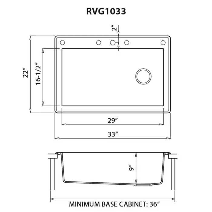 Epigranite Drop-In 33-In X 22-In Midnight Black Granite Single Bowl 1-Hole Kitchen Sink - Image 14