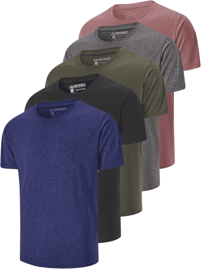 5 Pack Men'S Dry Fit T Shirts, Athletic Running Gym Workout Short Sleeve Tee Shirts for Men