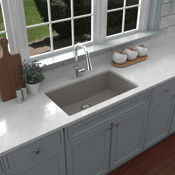 Undermount 32.25-In X 19.25-In White Quartz Single Bowl Kitchen Sink - Image 15