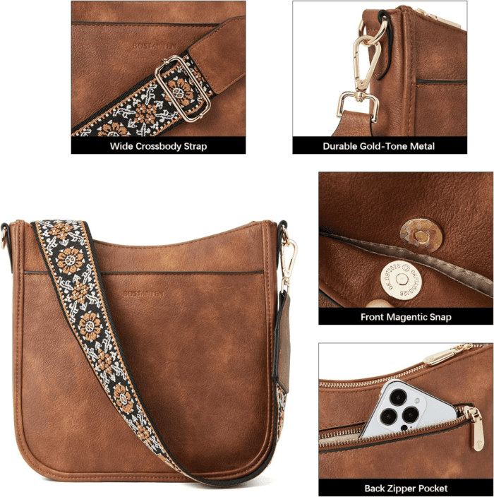 Crossbody Bags for Women Trendy Vegan Leather Hobo Purses Shoulder Handbags with Wide Shoulder Strap - Image 5