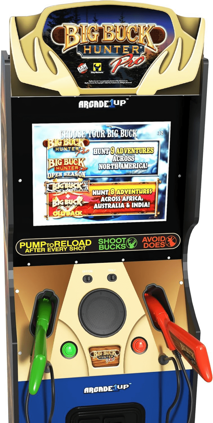 Big Buck Hunter Pro Deluxe Arcade Machine for Home, 5-Foot-Tall Stand-Up Cabinet, 4 Classic Games, and 17-Inch Screen - Image 3