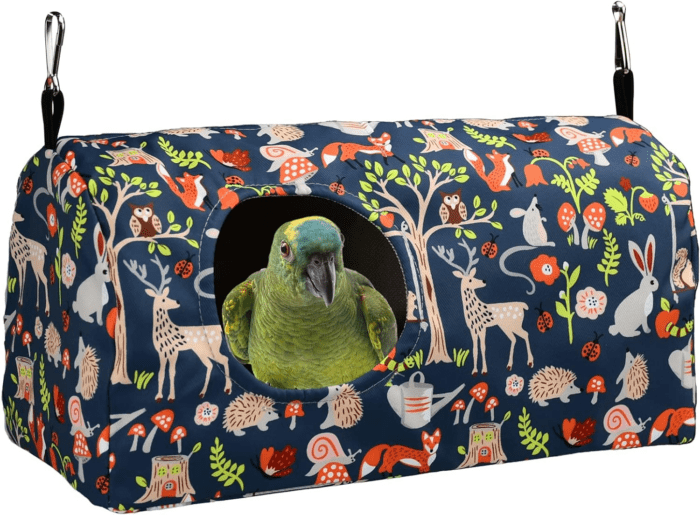 Parrot Cockatiel Warm House Bird Nest Bed Winter Hanging Hammock Birds Sleeping Bed Parrot Hideway Bed Polyester Fabric for Parrot Parakeet Cockatiels Budgies Lovebird African Grey (L)