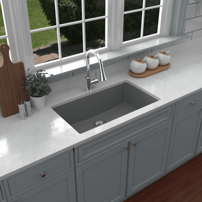 Undermount 32.25-In X 19.25-In White Quartz Single Bowl Kitchen Sink - Image 16