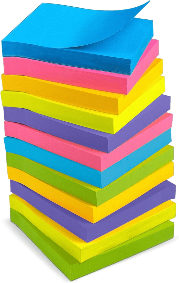 Sticky Notes - 12 Pads, 3”X3” - Colorful Self-Stick Post Notes Bulk - Office Desk Accessories | Teacher Classroom Must Haves,Aesthetic School Supplies for Home,Stocking Stuffers for Women Adult - Image 7