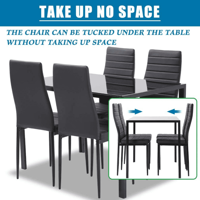 Dining Table Set Glass Dining Room Table Set for Small Spaces Kitchen Table and Chairs for 4 Table with Chairs Home Furniture Rectangular Modern (Black Glass) - Image 3