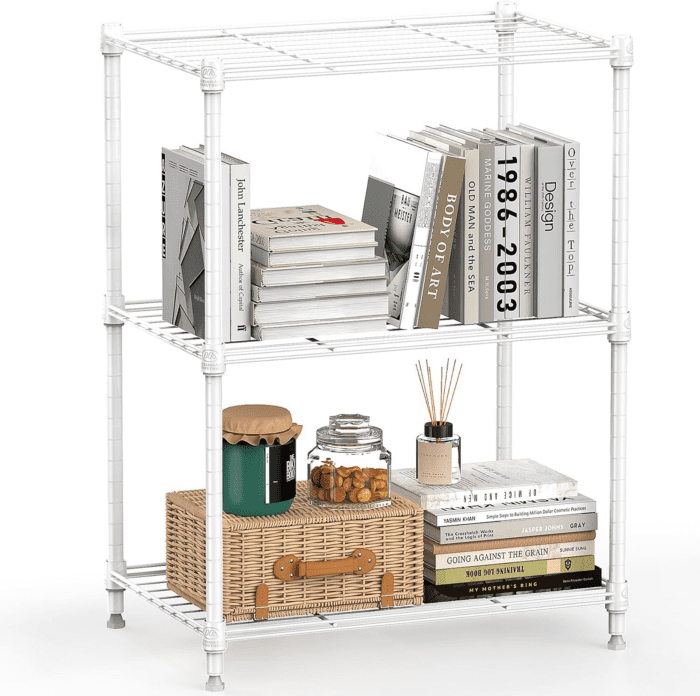 MZG 450 Lbs Wire Storage Shelving 3-Tier Utility Shelving Unit Steel Organizer Wire Rack for Home,Kitchen,Office,White (11.8" D X 17.7" W X 26.3" H)