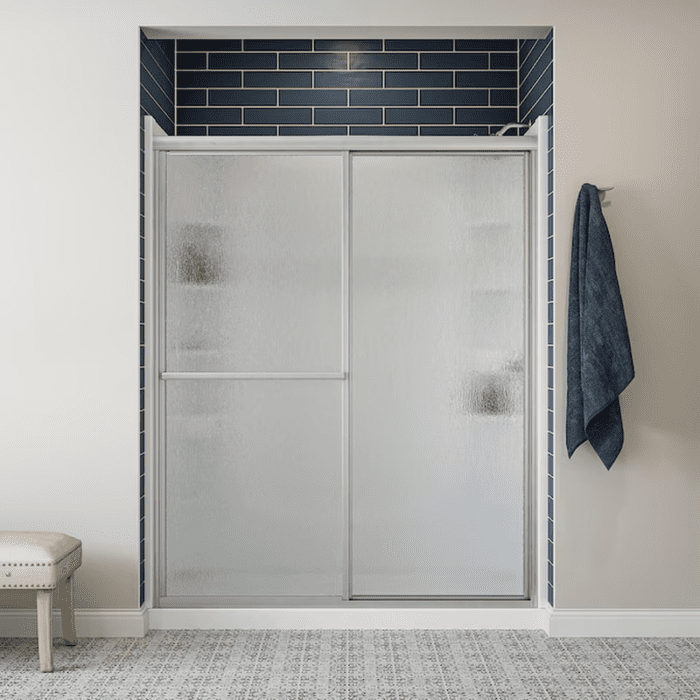 Deluxe Silver 54-In to 60-In W X 70-In H Framed Sliding Shower Door