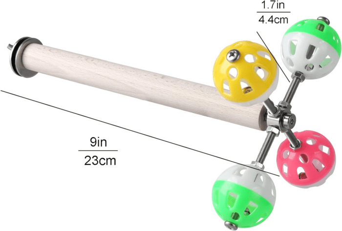 Stand Perch Toy with Rotating Balls for Birds, Parakeets, Budgies, Cockatiels, Parrots, Budgerigars, Conures, Parrotlets, Ringnecks, Lovebirds (1Pcs) - Image 2