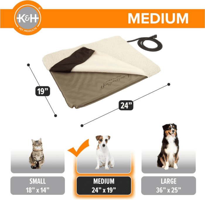 Lectro-Soft Outdoor Heated Dog and Cat Bed, Electric Thermostatically Controlled Orthopedic Pet Pad Tan Medium 19 X 24 Inches - Image 4