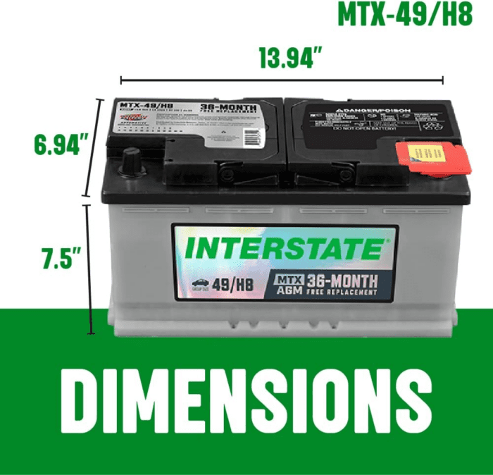 Automotive Battery 12V 95Ah (Group Size H8, 49) 900CCA SLI AGM Automobile Replacement Battery for Cars, Suvs, Sedans, Trucks (MTX-49/H8) - Image 4