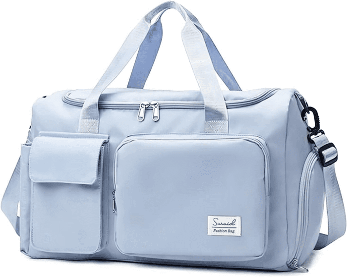 Sports Gym Bag with Shoes Compartment Travel Duffel Bag with Dry Wet Separated Pocket for Men and Women, Overnight Bag Weekender Bag Training Handbag Yoga Bag - Blue