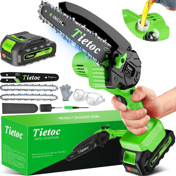 Chainsaw 6 Inch Mini Electric Chainsaw Cordless Battery Powered, Hand Held Saw for Wood/Trees Trimming, Sawzall for Household and Garden, Stocking Stuffers Gift for Men Dad Husband Gadget 2024