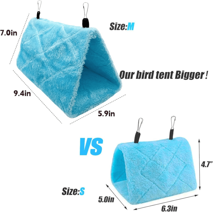 2Pcs Bird Tent Plush Hammock Warm Hut Hanging Nest for Cage 9.4''X5.9''X7.0'' Snuggle Sleeping Bed Parrot Hideaway Cave for Eclectus Parakeet Cockatiels Cockatoo Lovebird - Image 2