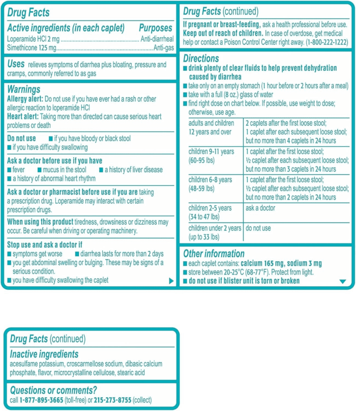 Multi-Symptom Relief Caplets with Loperamide Hydrochloride and Simethicone, Anti-Diarrheal Medicine for Treatment of Diarrhea, Gas, Bloating, Cramps & Pressure, 24 Ct. - Image 8